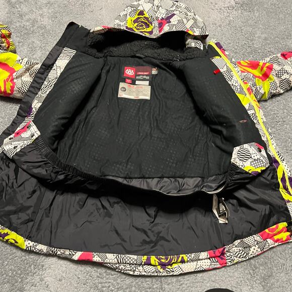686 Wendy Snow Coat Kids Girls Youth Medium Abstract Roses Ski Snowboarding - Picture 11 of 12